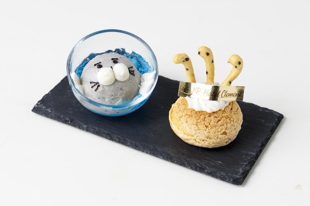 ゴマフアザラシとチンアナゴをモチーフにしたスイーツ.jpg